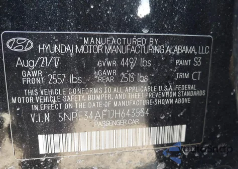 2018 Hyundai Sonata Limited z USA, uszkodzony, nr VIN 5NPE34AF1JH643534